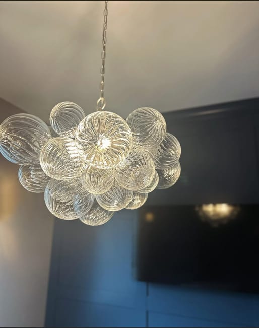 Customer photo review of Modern Decorative Swirled Glass Cluster Bubble Chandelier