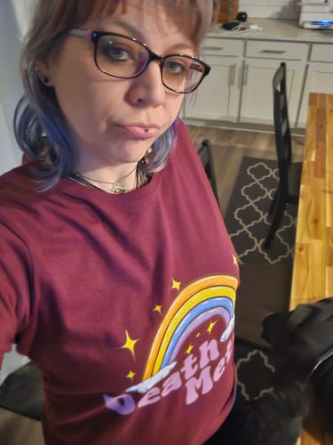 Customer photo review of Death Metal Rainbow T-Shirt