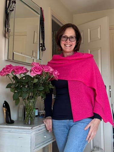 Customer photo review of Brand New Hot Pink Recycled Cashmere Wrap