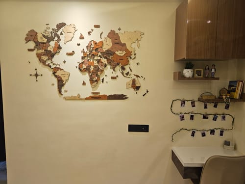 Customer photo review of 3D Wooden World Map Multicolor