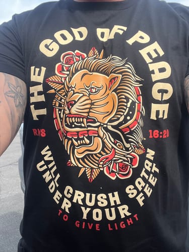 Customer photo review of God Of Peace Tee