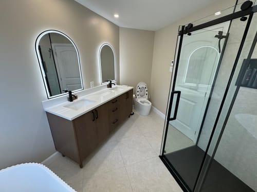Customer photo review of Malibu 72" Almond Coast Bathroom Vanity, Double Sink
