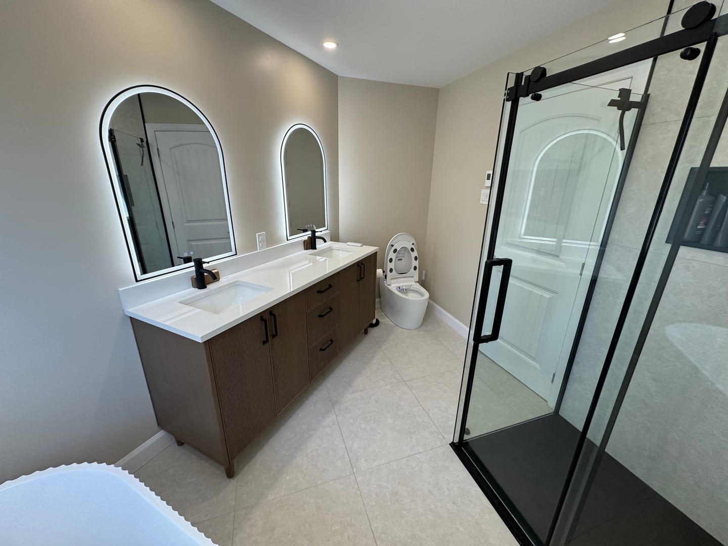 Customer photo review of Malibu 72" Almond Coast Bathroom Vanity, Double Sink