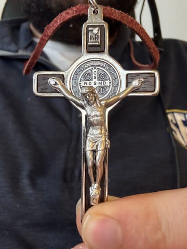 Customer photo review of St. Benedict 3" Wood Crucifix - Exorcism -High Quality Cross Blessed By Pope