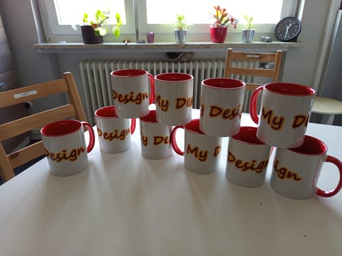 Customer photo review of TassenExpress - Becher Keramik Tasse mit Logo bedruckt 325ml Firmenlogo