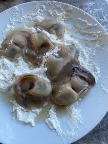 Customer photo review of Bluff Oysters Frozen (1st Grade) Dozen