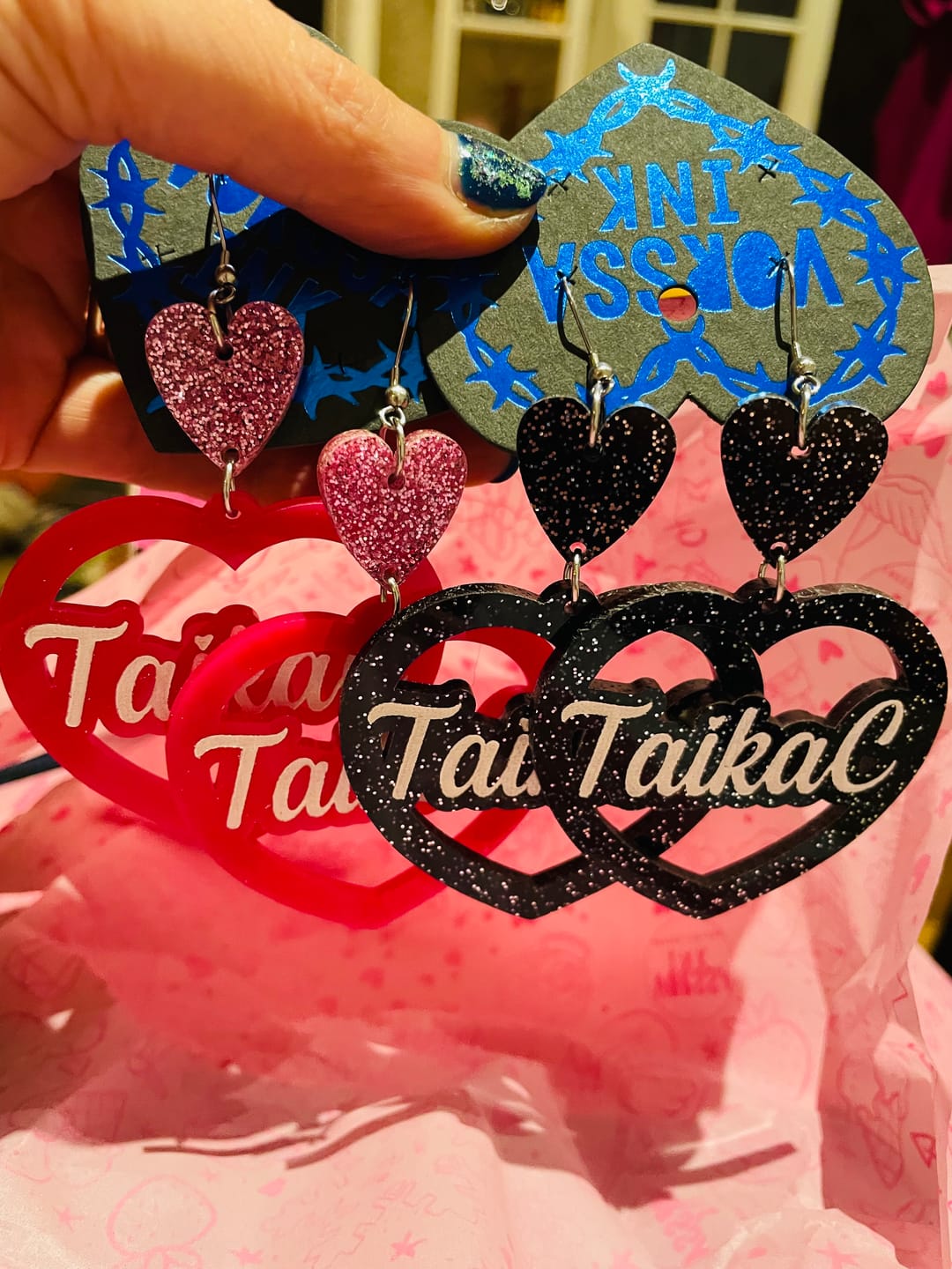 Customer photo review of Sydän korvikset omalla tekstillä