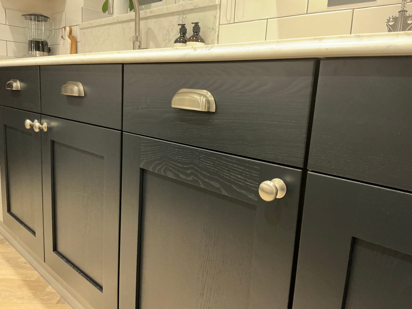 Customer photo review of Hampton Brushed Satin Nickel Cupboard Handles