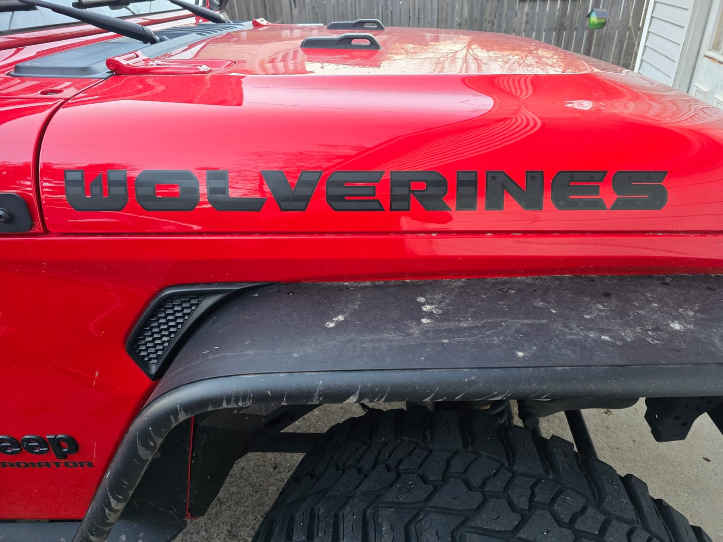 Customer photo review of Premium Black Flag Hood Lettering | Set of 2