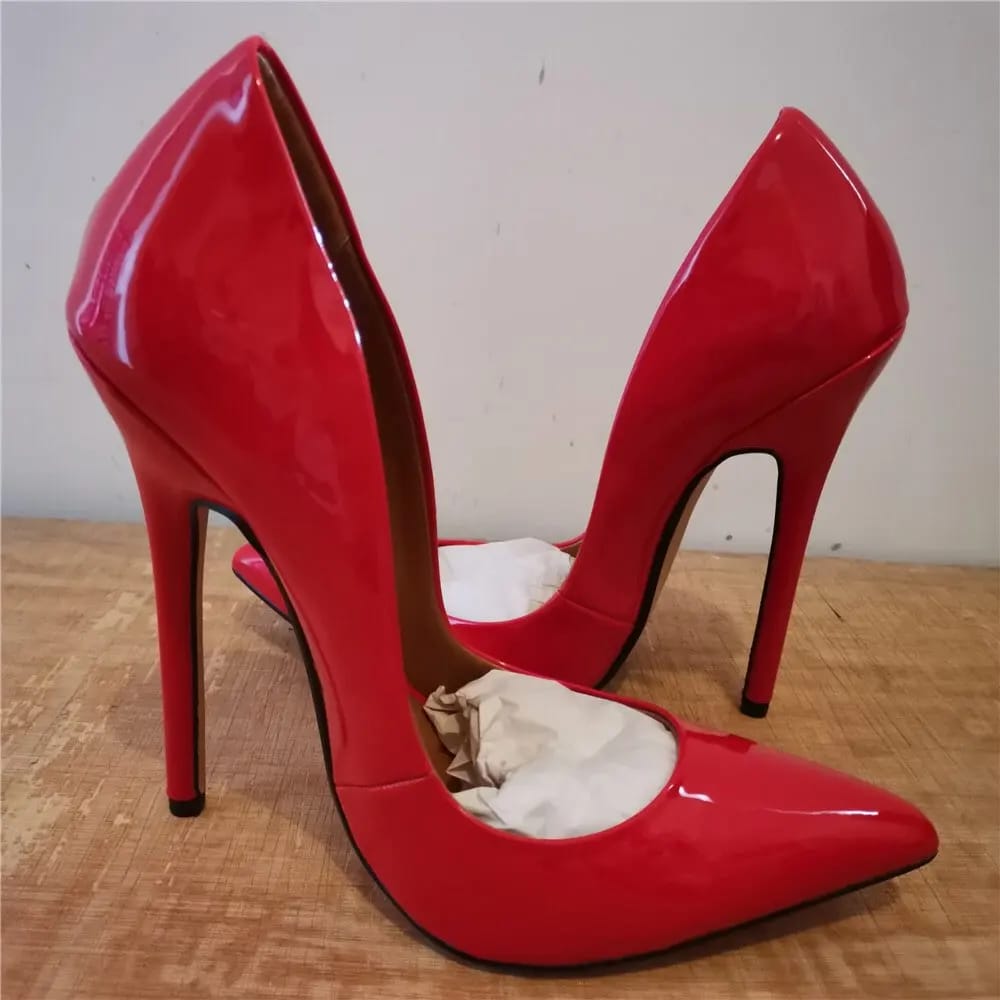 Customer photo review of Patent Leather Stiletto Pumps With Sculpted Arch — White | KIMLUD