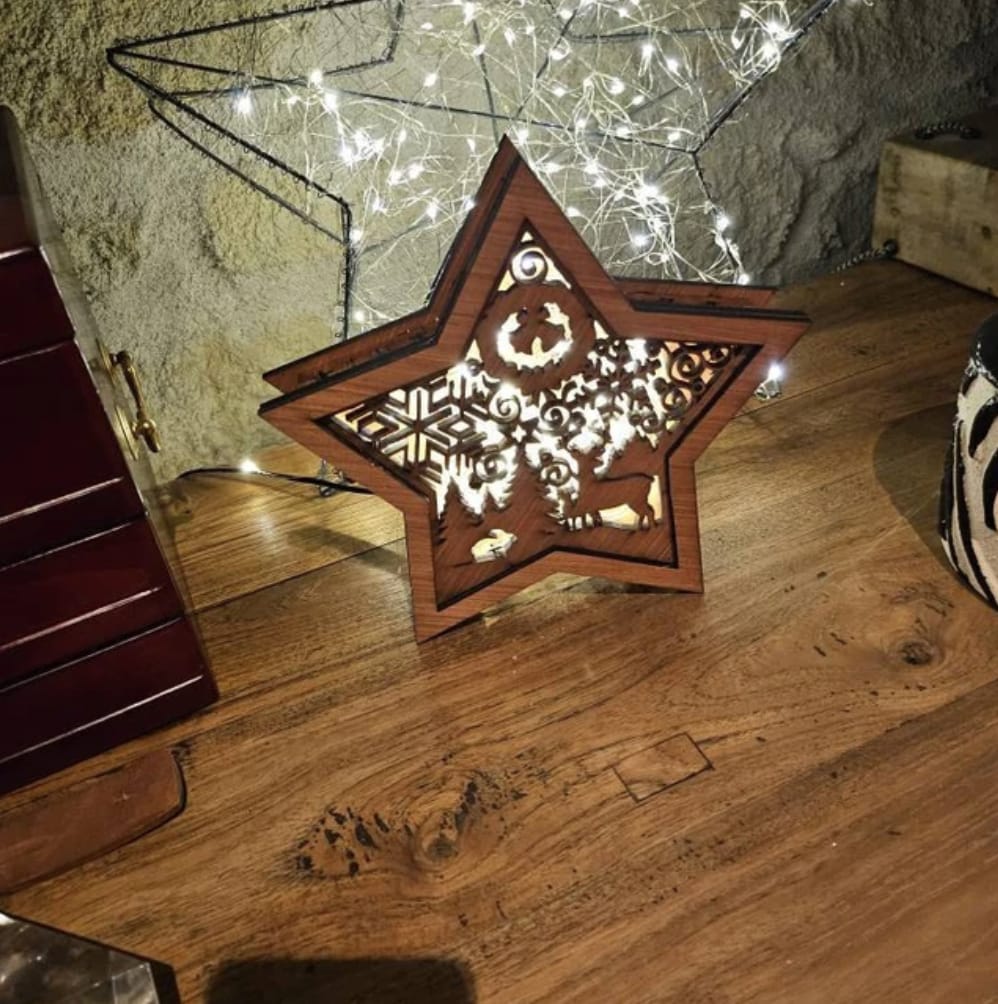 Customer photo review of Christmas ornaments star table lamp 5 bundle laser cut svg file