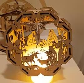Customer photo review of Laser cut Nativity ornaments candle holder svg file