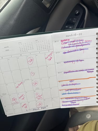 Customer photo review of 2025 Horizontal Weekly Planner, Evergreen