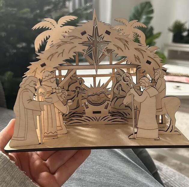 Customer photo review of Nativity scene miniatures laser cut svg file