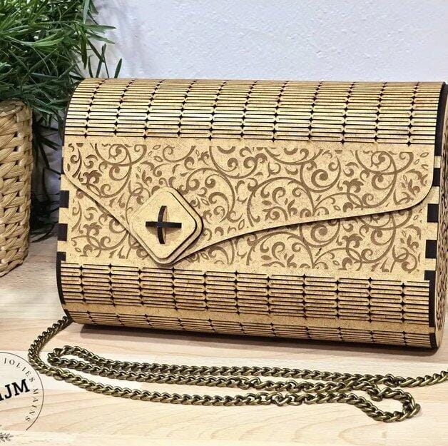 Customer photo review of Wooden clutch handbag purse laser cut svg file