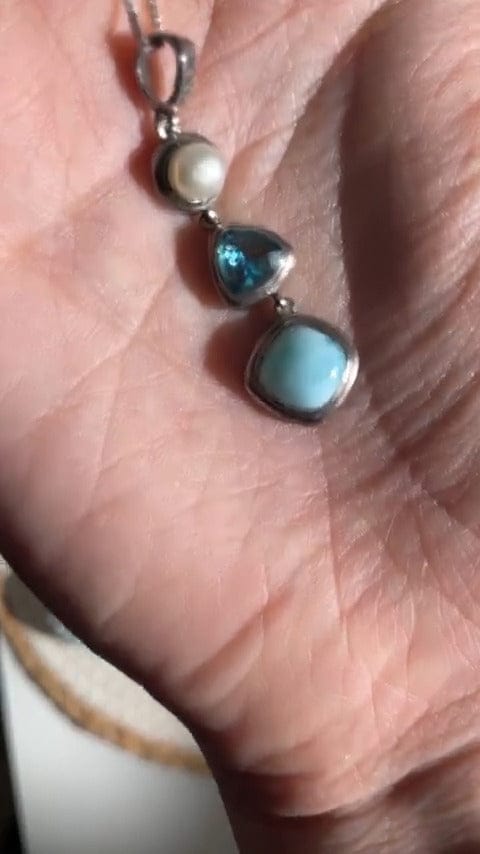 Customer photo review of Silver Larimar Necklace