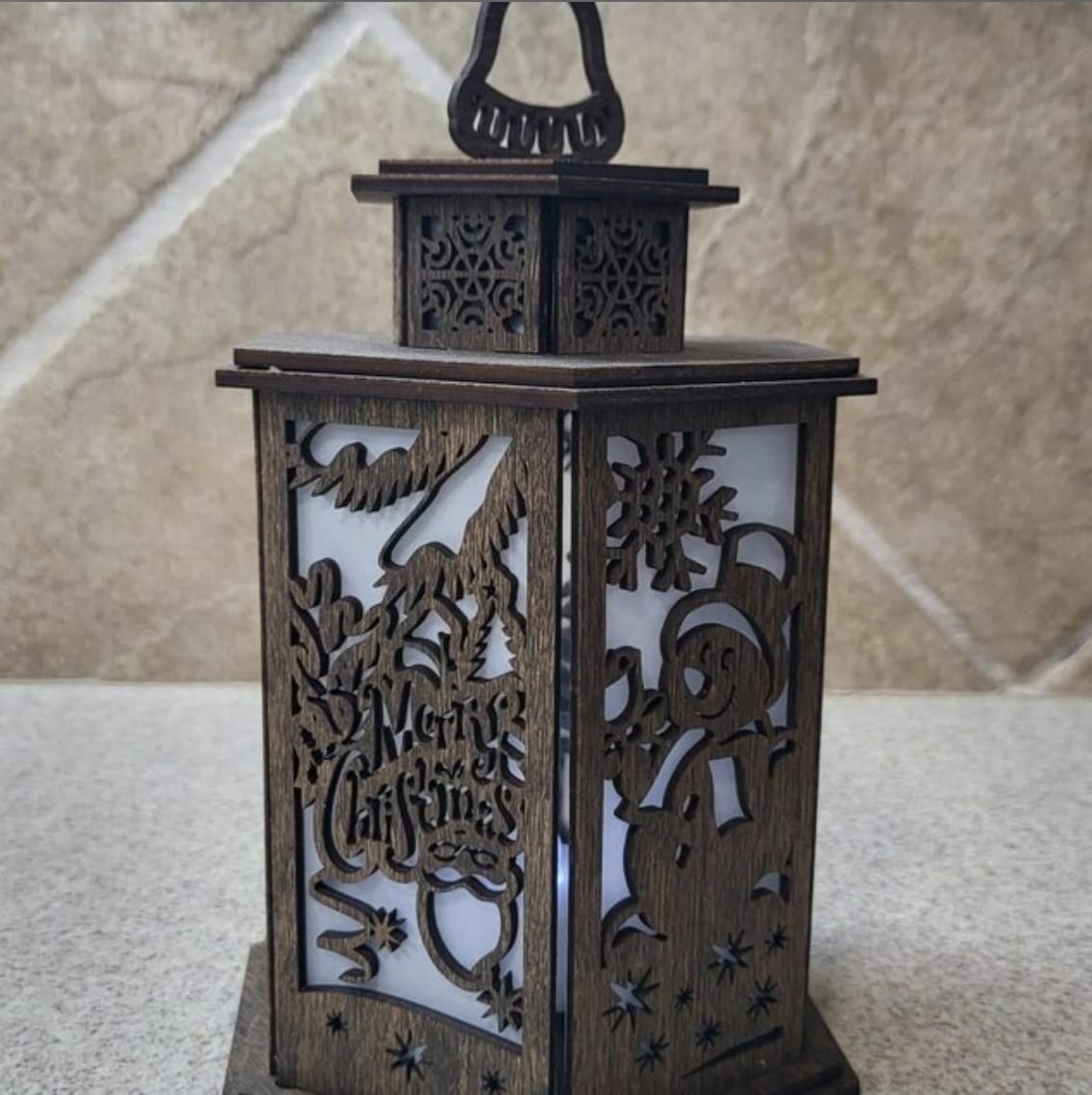 Customer photo review of Christmas ornaments night lamp laser cut svg file