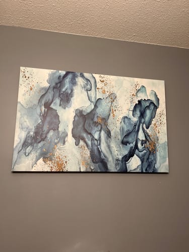 Customer photo review of 'Blue Water Ink' Framed Canvas