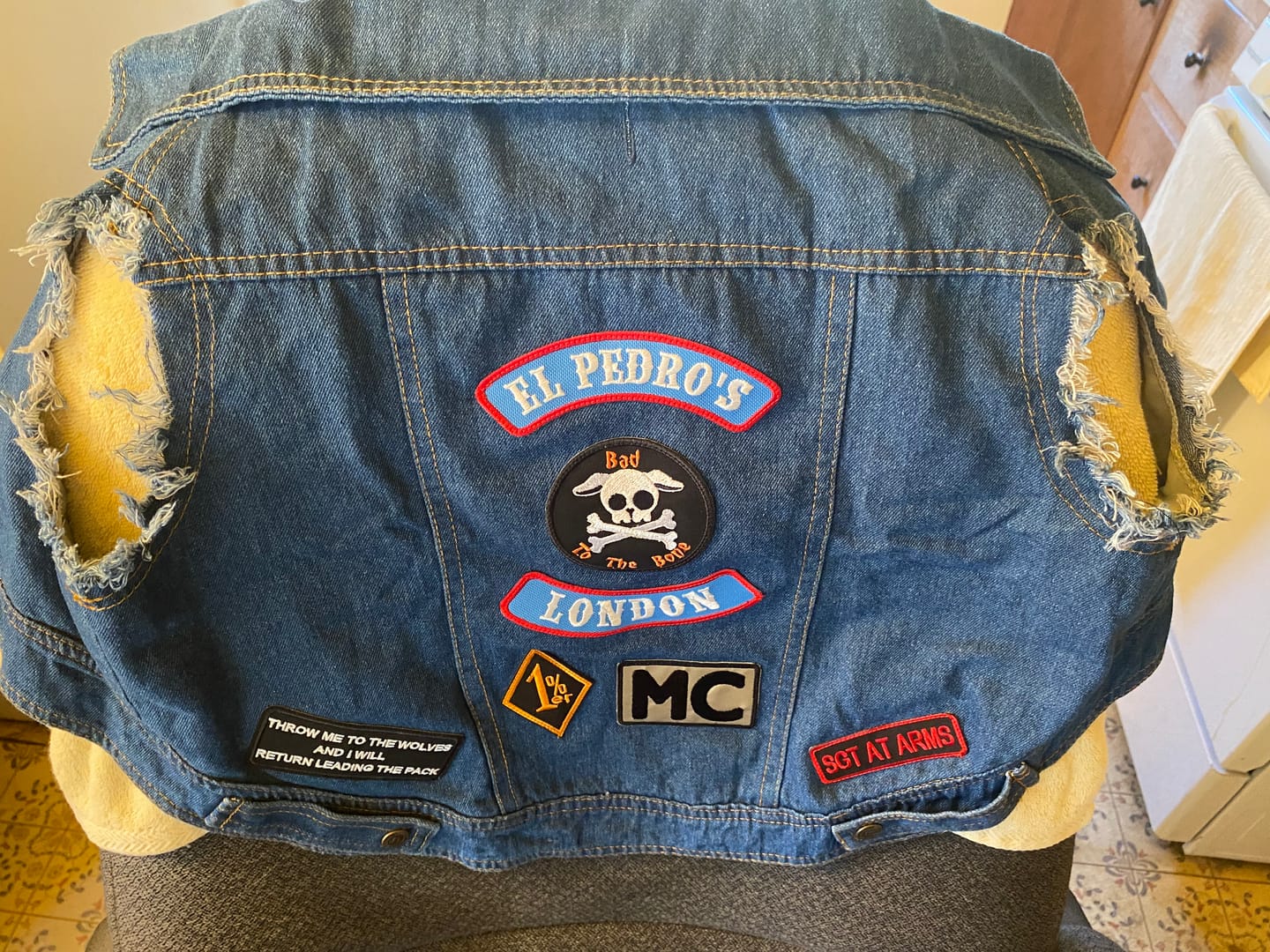 Customer photo review of Denim Dog Vest Raw Blue - Unpatched