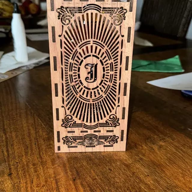 Customer photo review of Wooden whisky bottle gift box set laser cut svg file
