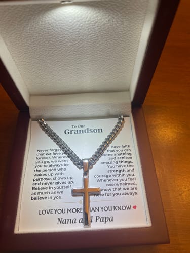 Customer photo review of To My Grandson - Love You More Than You Know - Artisan Cross Gift Set - SS604GS