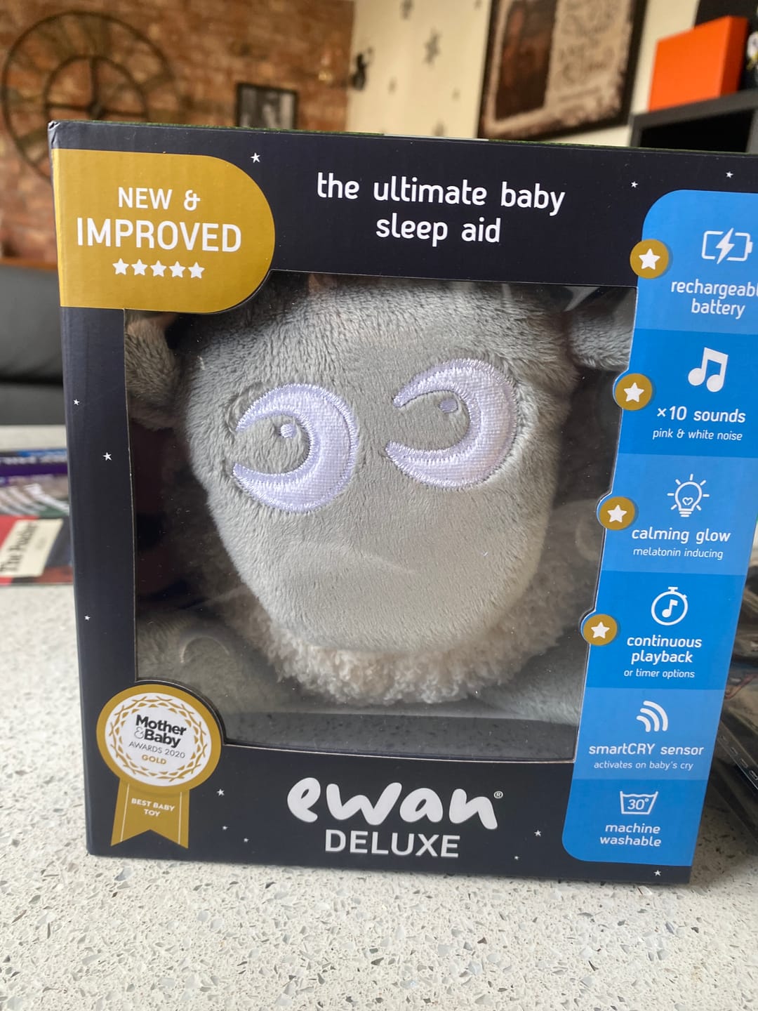 Customer photo review of ewan Deluxe | baby shushing sleep sheep | gray