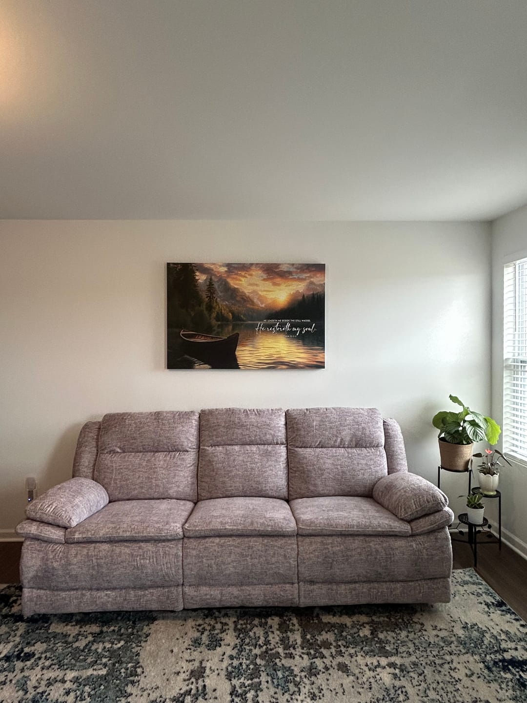 Customer photo review of He Leadeth Me Beside The Still Waters Psalm 23:2-3 Bibele Verse Wall Art Canvas