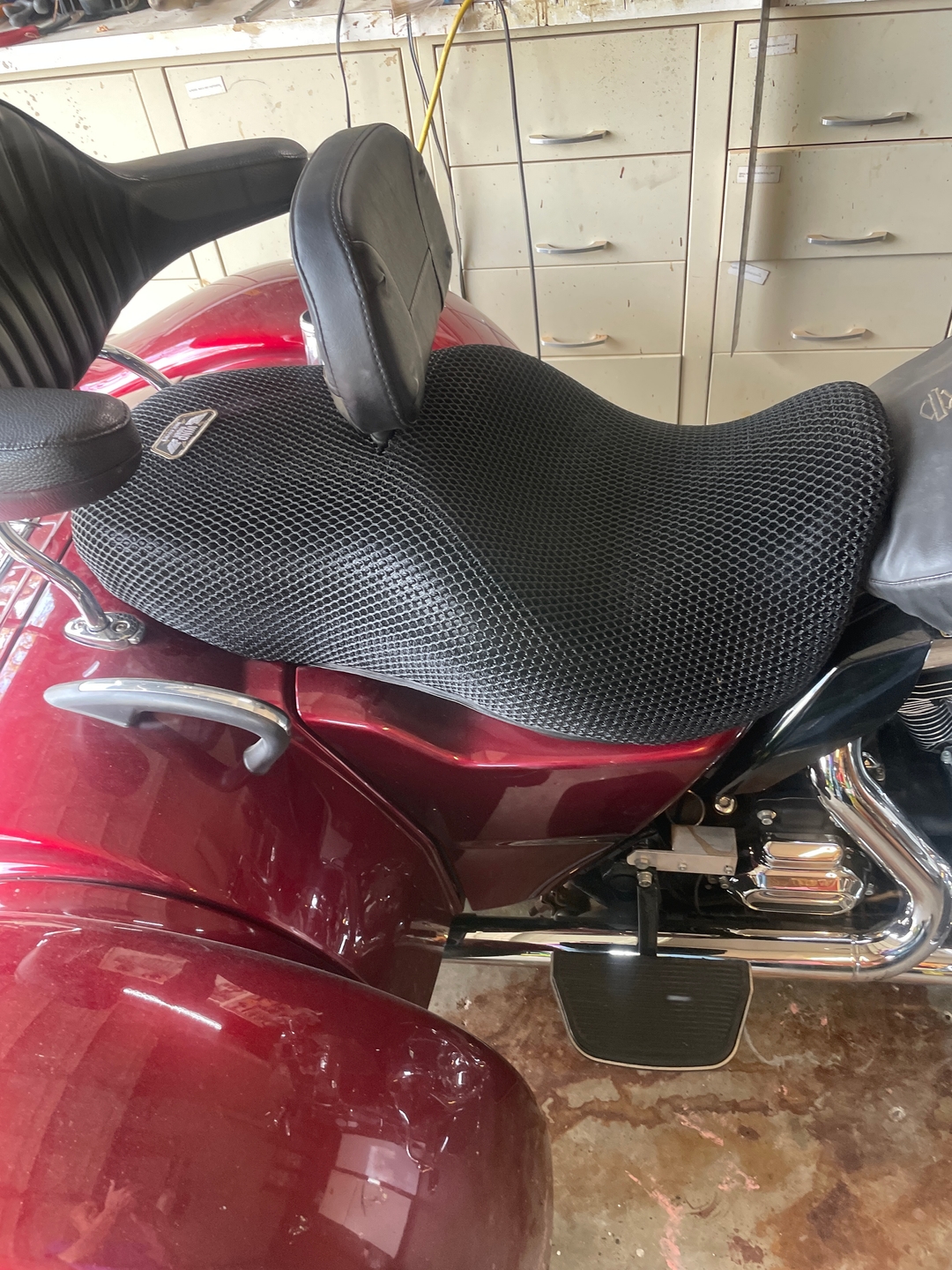 Wind Rider mesh seat cover on a Harley Davidson Freewheeler