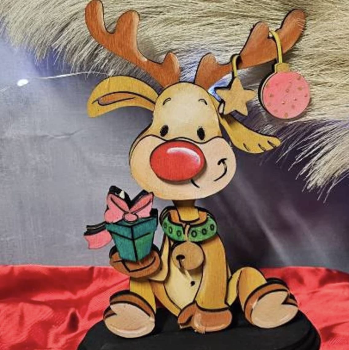 Customer photo review of Laser cut Christmas standing Santa reindeer gnome table decoration svg file