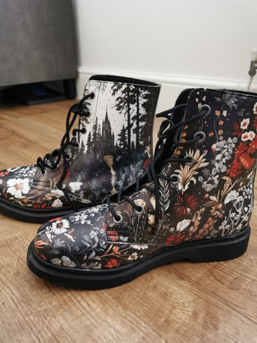 Customer photo review of Fox Spirit Winter Boots - Warm Micro-Suede Doc-Style Boots Lined with Vegan Wool