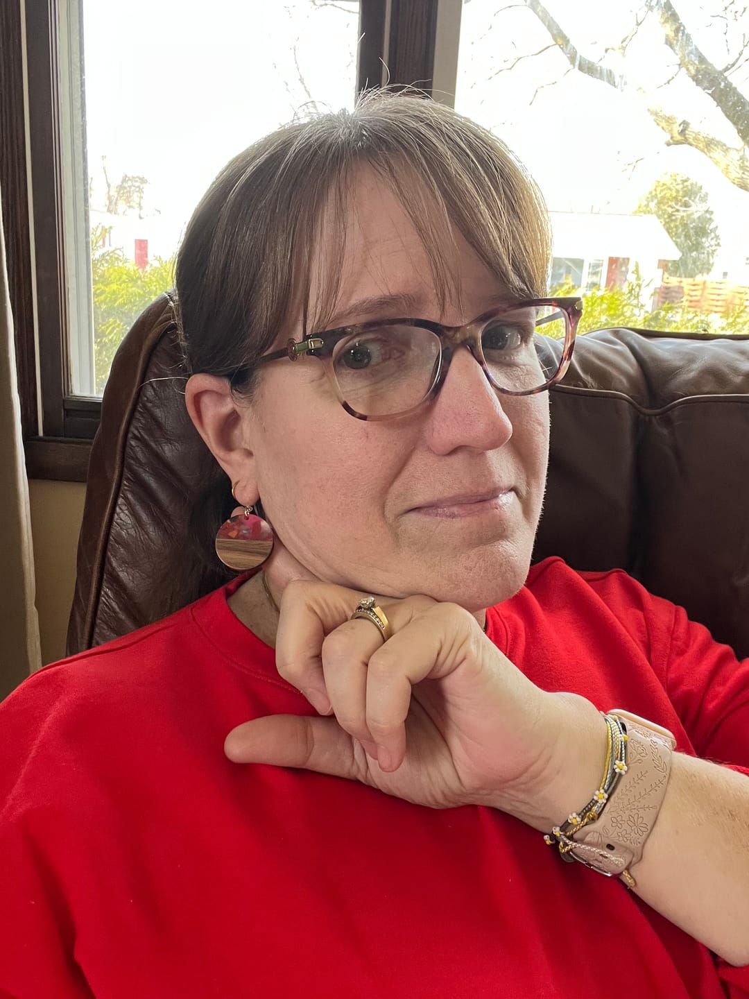 Customer photo review of Multicolor Fleck Wooden Celluloid Dangles Hypoallergenic Earrings for Sensitive Ears Made with Plastic Posts