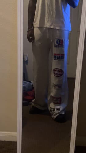 Customer photo review of Bottega Desires Patches Sweatpants Grey