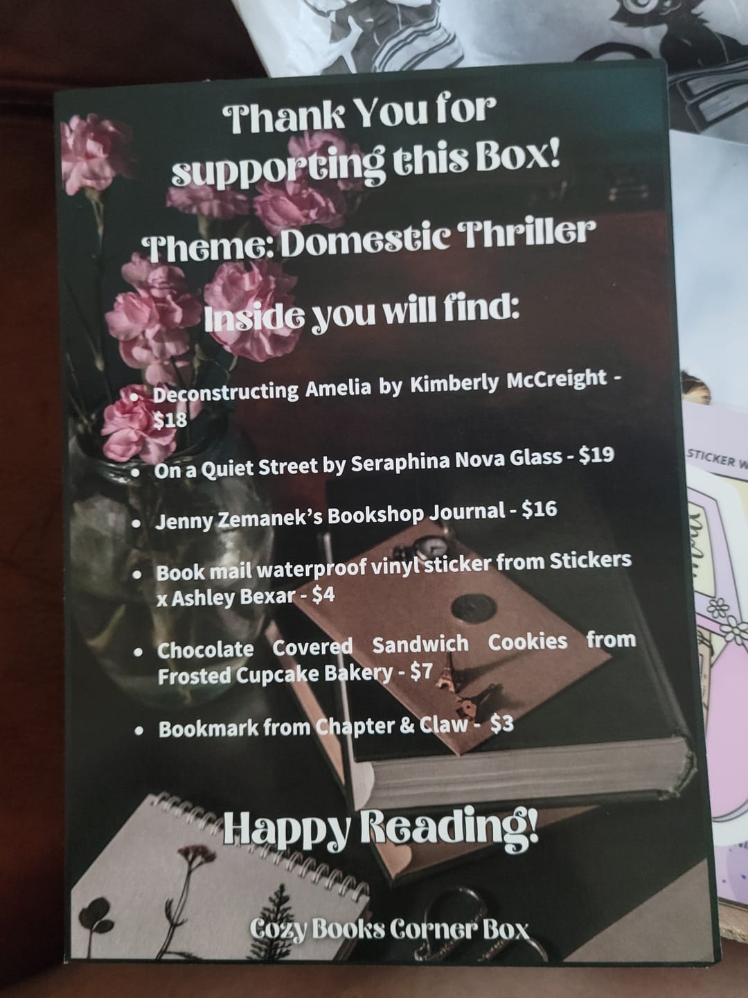 Customer photo review of Quarterly Mystery/Thriller Book Box