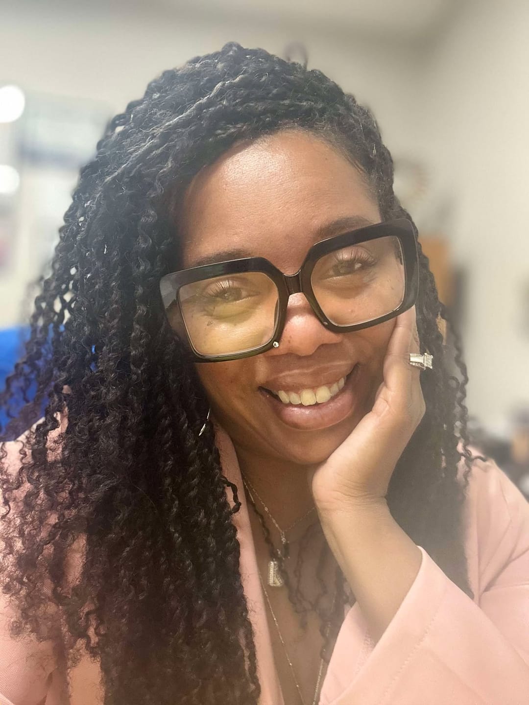 Customer photo review of Afro Kinky Curly Bulk Hair Extensions for Braiding