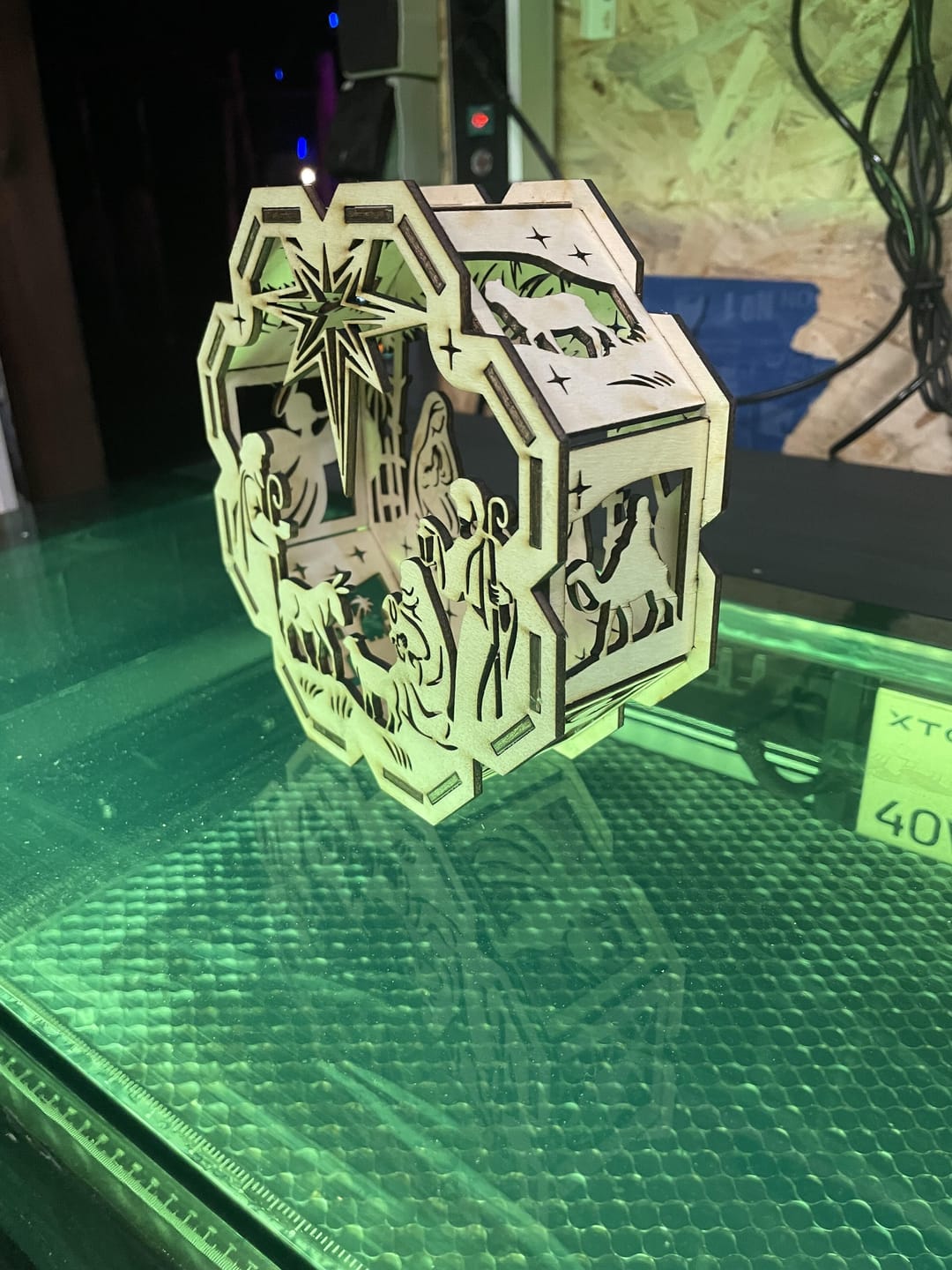 Customer photo review of Laser cut Nativity ornaments candle holder svg file