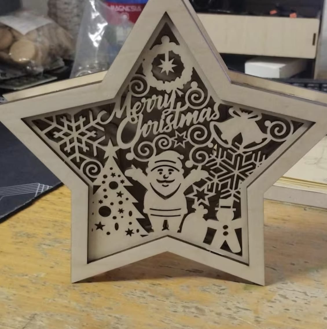 Customer photo review of Christmas ornaments star table lamp 5 bundle laser cut svg file