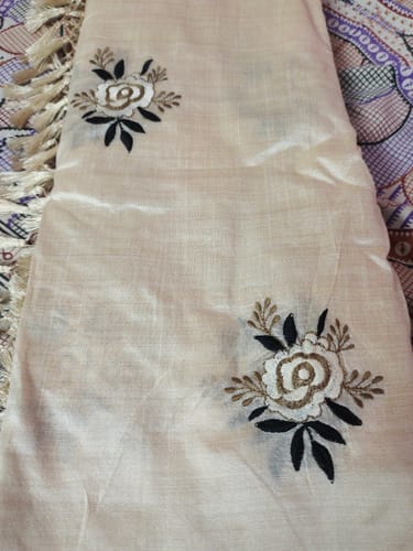 Customer photo review of Offwhite Floral Embroidered Silk Saree