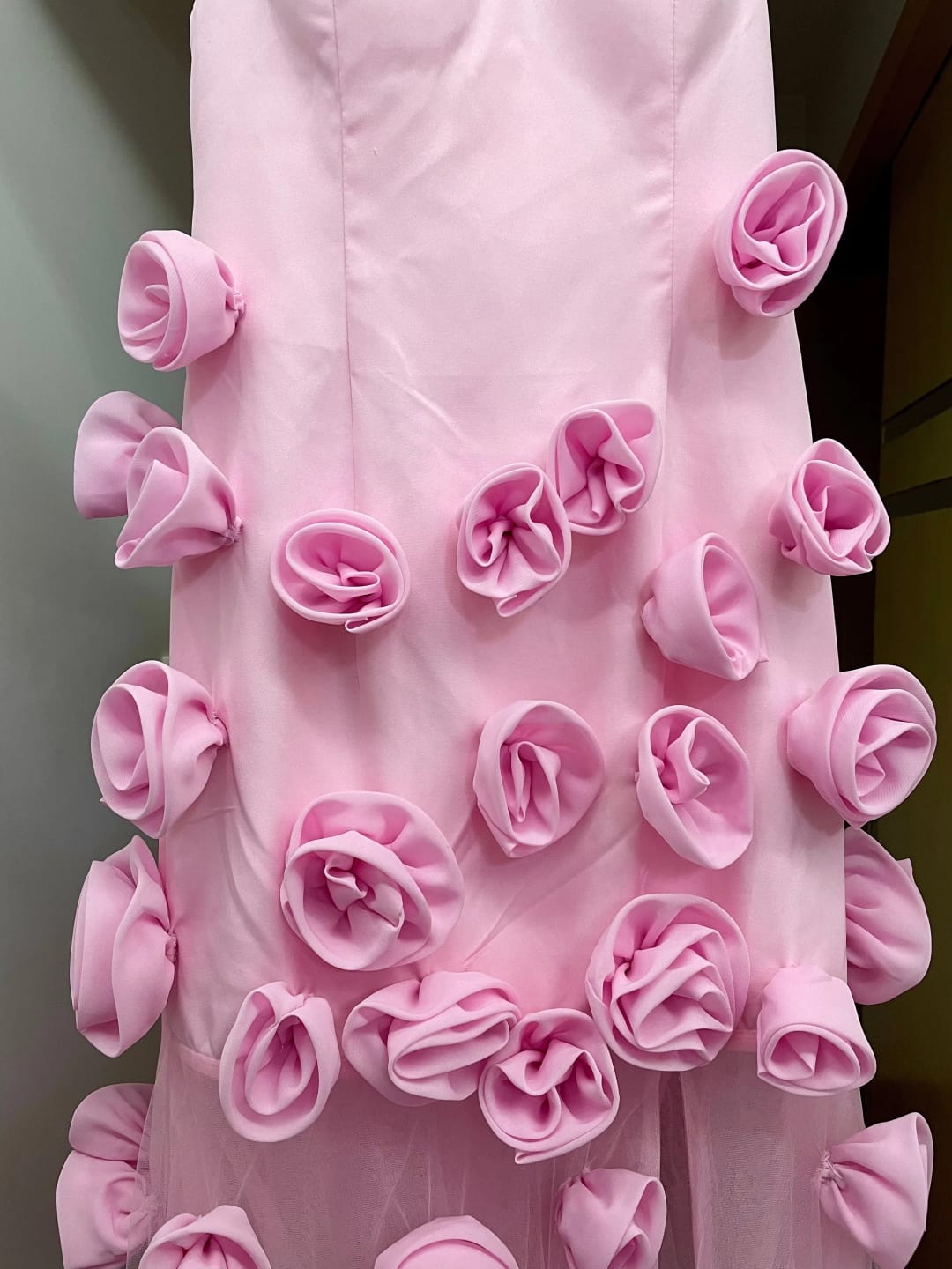 Customer photo review of Satin Mermaid Prom Dress 3D Flowers, Sleeveless — Pink | KIMLUD