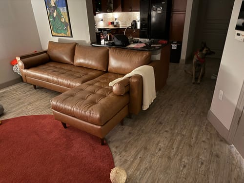 Customer photo review of Ladybird 104" Leather  Reversible Sofa Chaise