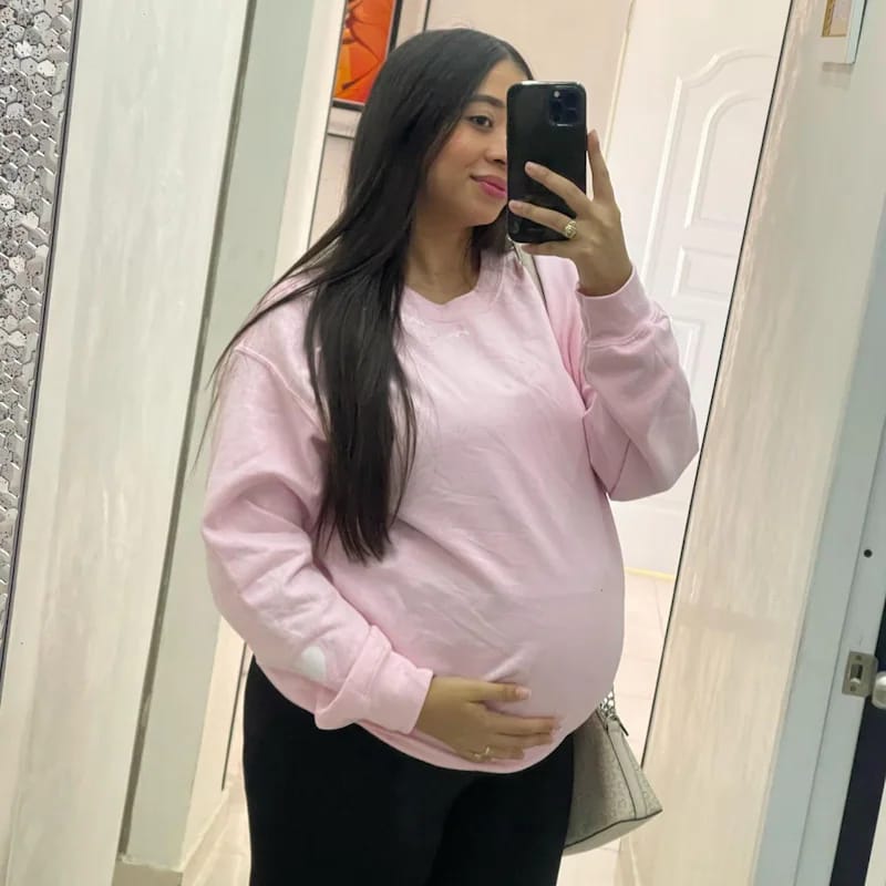 Customer photo review of Custom Mama Sweatshirt with Kids Names Sleeve
