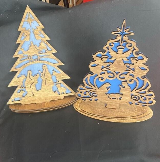 Customer photo review of Standing Nativity scene tree ornaments laser cut svg file