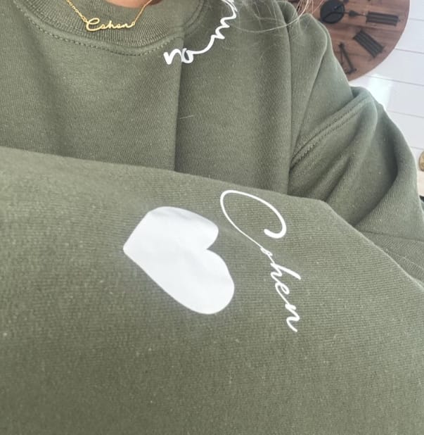 Customer photo review of Custom Mama Sweatshirt with Kids Names Sleeve