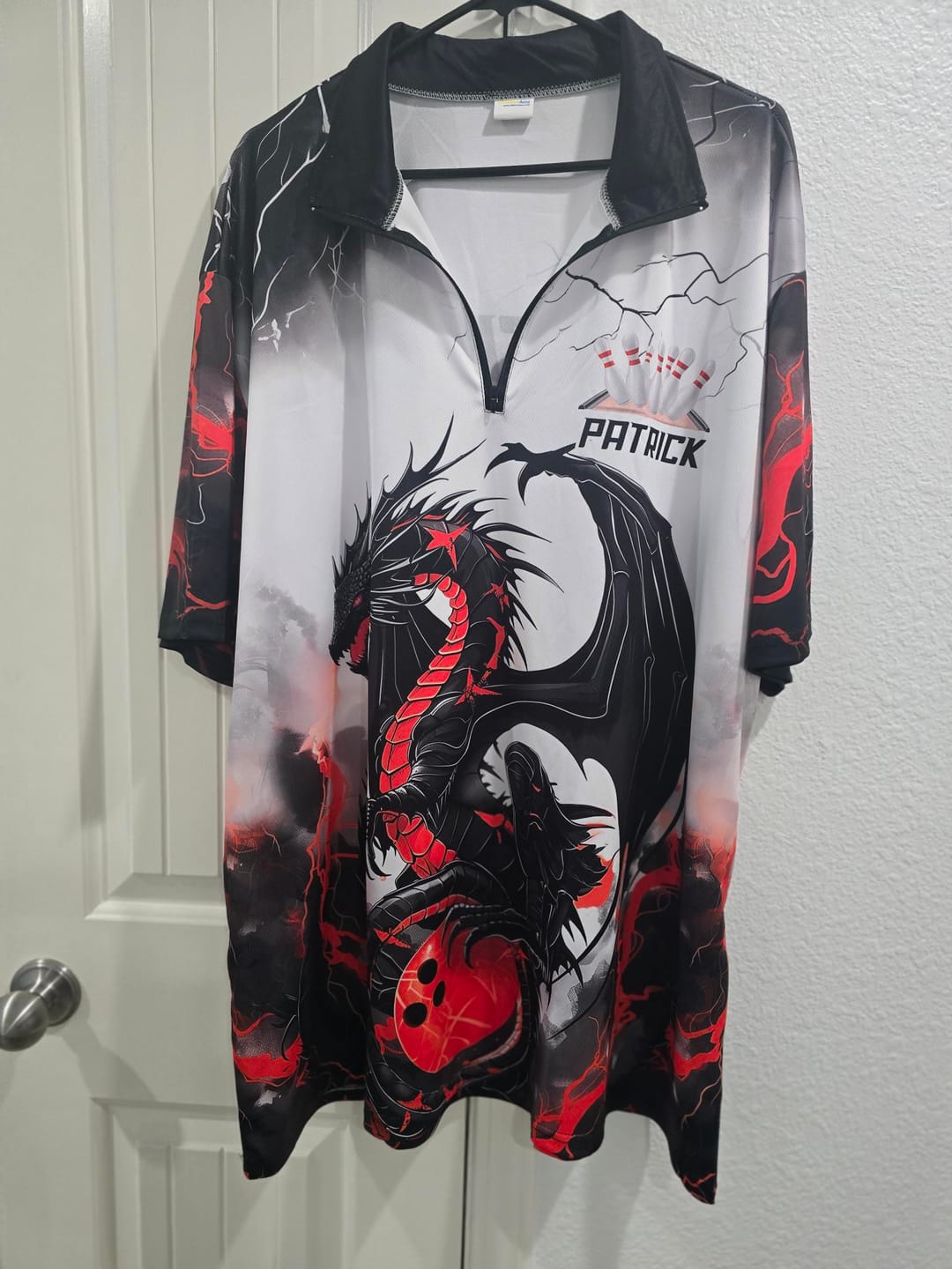 Customer photo review of Black And Red Thunder Lightning Custom Dragon Bowling Shirts For Men, Bowling League Shirts IPHW7063