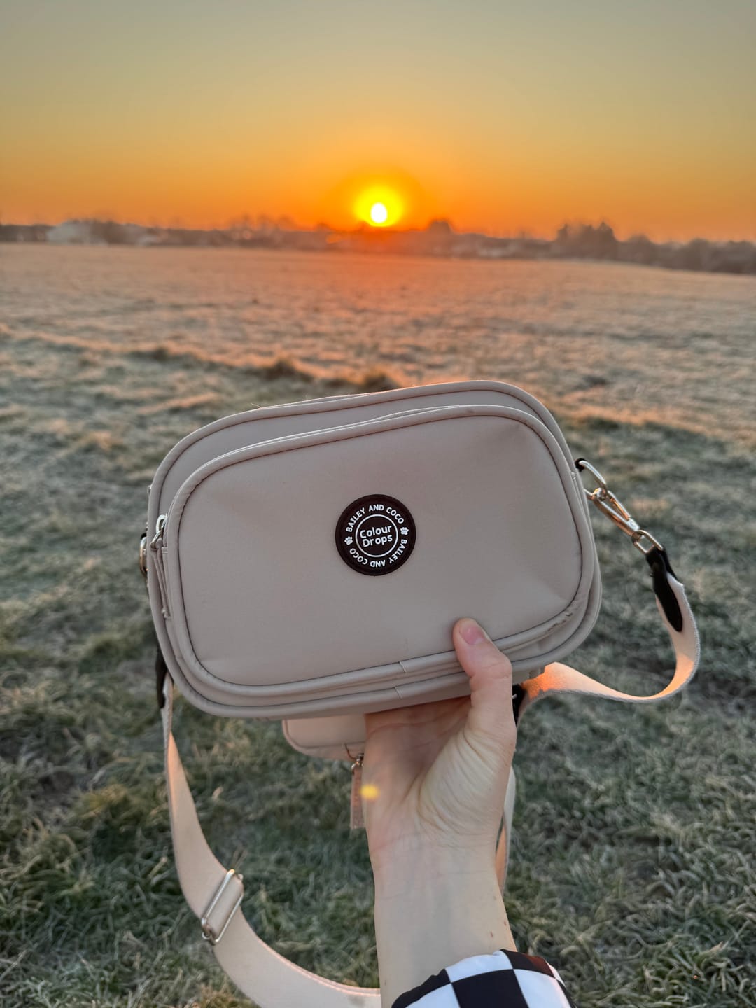Customer photo review of Dog Walking Bag - Latte with Latte Strap