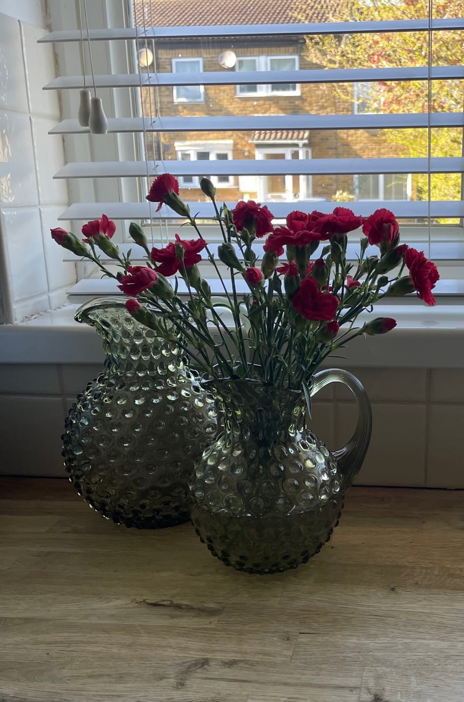 Customer photo review of Olive Green Hobnail Jug