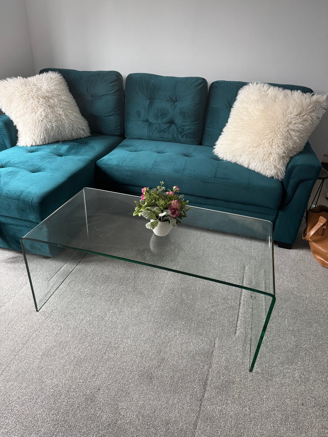 Customer photo review of Amalfi Bent Glass Coffee Table
