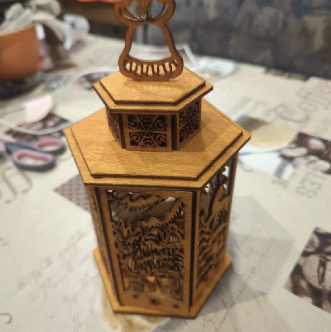 Customer photo review of Christmas ornaments night lamp laser cut svg file