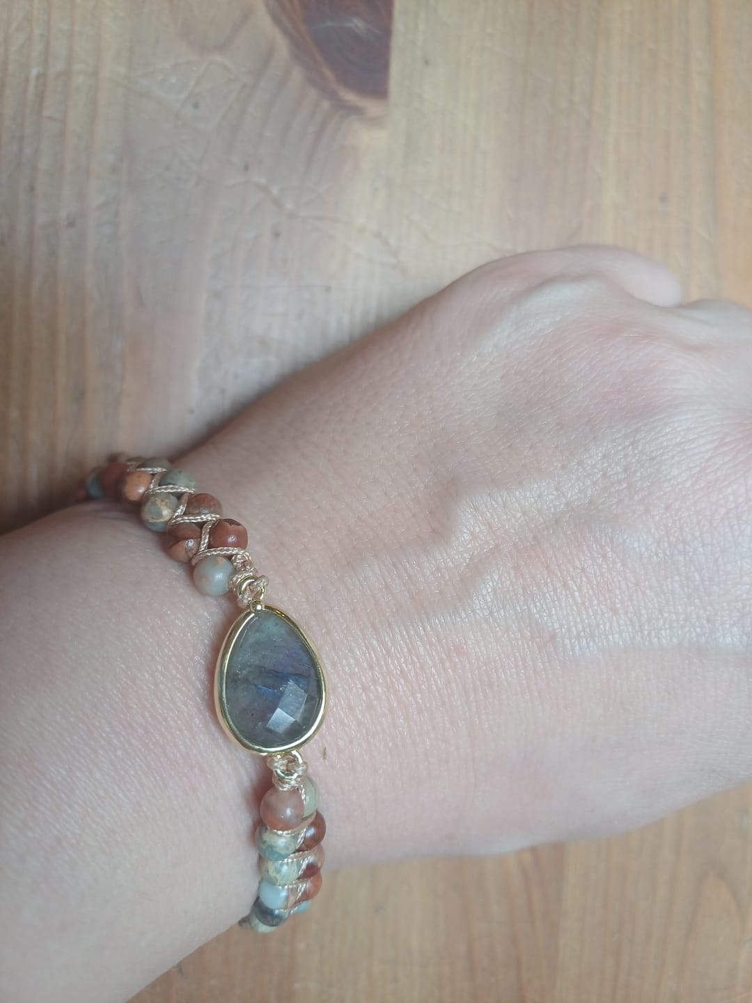 Customer photo review of Bracelet Tressé "Audace" en Jaspe & Labradorite