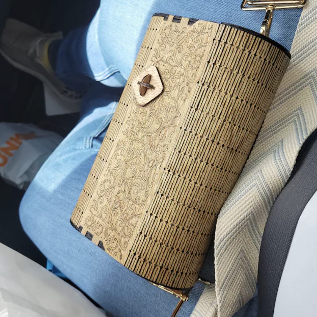 Customer photo review of Wooden clutch handbag purse laser cut svg file