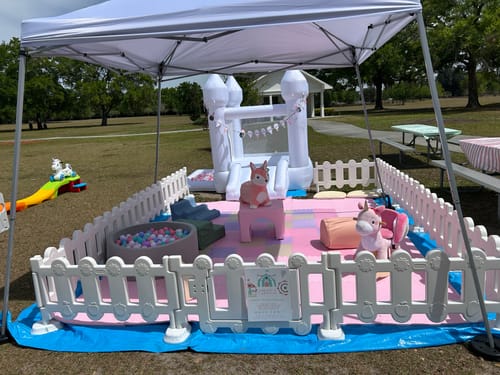 Customer photo review of Area 10ft x 10ft Plastic Fences No-Gates / Multicolors
